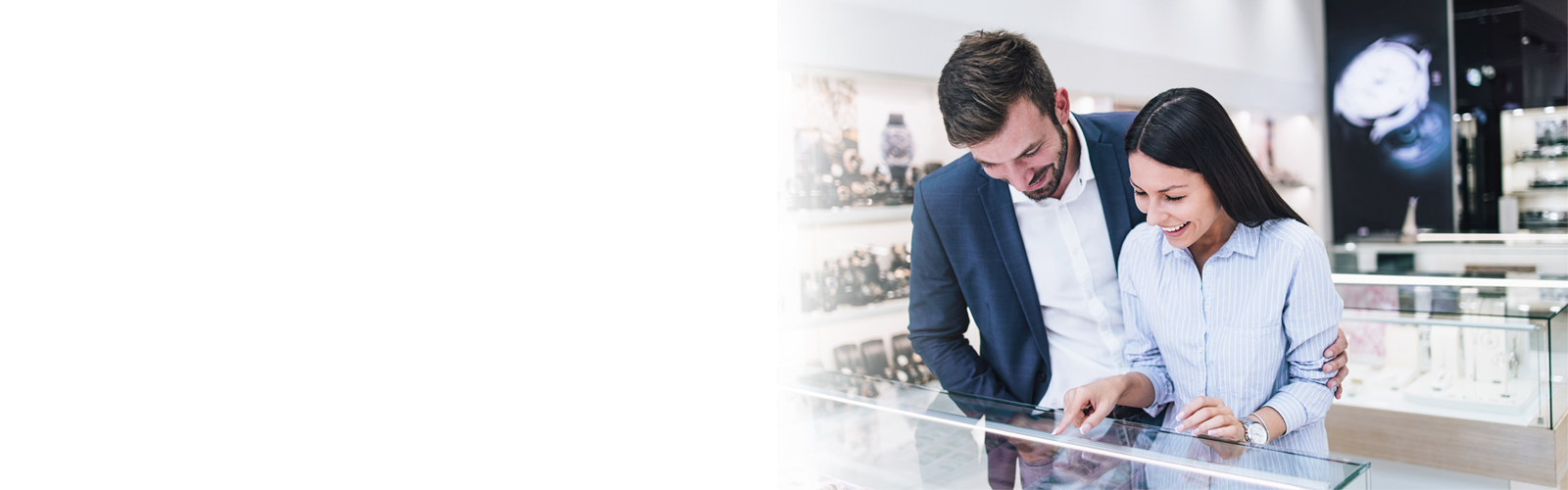 Young couple shopping for jewelry